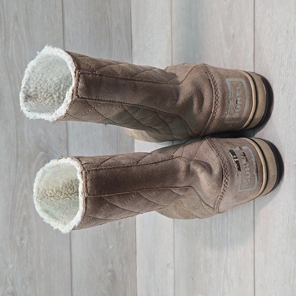 Sorel Women Glacy Pull On Waterproof Outdoor Suede Faux Fur Boots Shoes Sz 9 - Picture 7 of 15